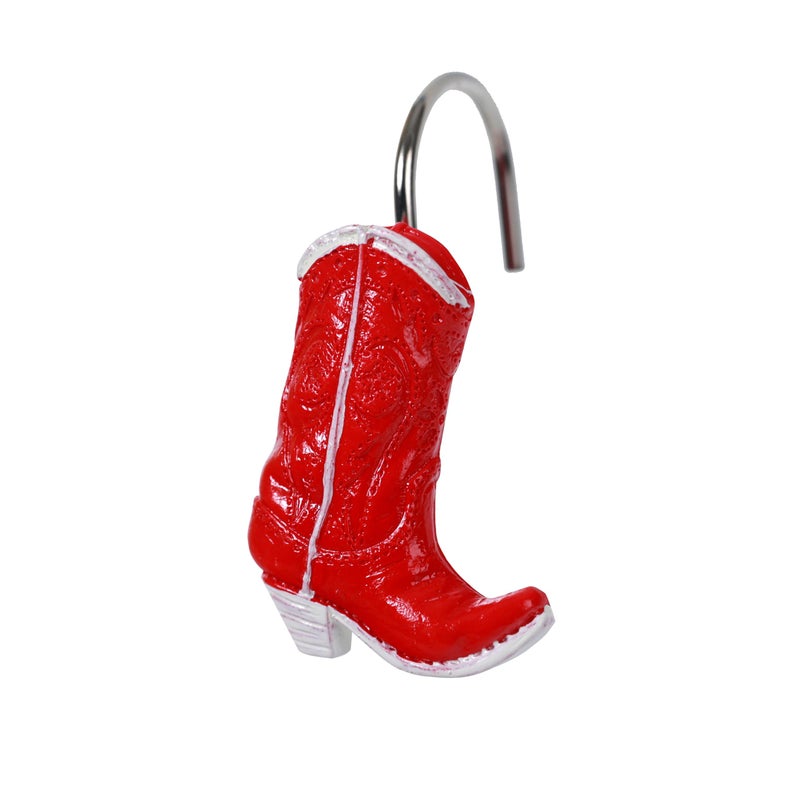 Twofishes Xmas Glod Boots Shower Curtain Hooks Set of 12 Decorative Rust Proof Christmas Red Boots Shower Curtain Rings Pack of 12 (Red Boots) - Image 4